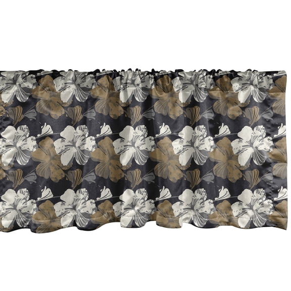 Ambesonne Flowers Window Valance, White and Cocoa Blossoms, 54" X 18", Multicolor
