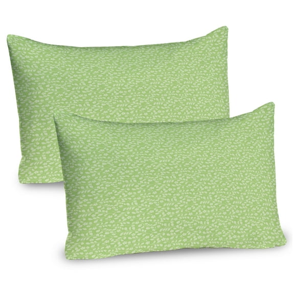 Ambesonne Foliage Pillow Sham 2 Pack, Pastel Natural Herbs Leaves, 30"x20", Pistachio Green