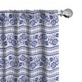 thumbnail image 1 of Ambesonne Folk Window Curtains, Horizontal Swirling Flowers, Each 28" W x 63" L, Dark Violet and White, 1 of 4