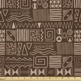 thumbnail image 1 of Ambesonne Folk Art Fabric by the Yard Microfiber, Abstract Ornates, 3 Yards, Chocolate and Ecru, 1 of 2