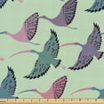 thumbnail image 1 of Ambesonne Folk Art Fabric by the Yard Upholstery, Flying Ibis Birds Image, 5 Yards, Almond Green and Multicolor, 1 of 5