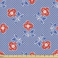 thumbnail image 1 of Ambesonne Folk Art Fabric by the Yard Upholstery, Polka Dots and Flowers, 10 Yards, White Violet Blue and Scarlet, 1 of 5