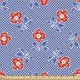 thumbnail image 1 of Ambesonne Folk Art Fabric by the Yard Upholstery, Polka Dots and Flowers, 3 Yards, White Violet Blue and Scarlet, 1 of 5