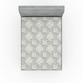 thumbnail image 1 of Ambesonne Folk Art Fitted Sheet, Ethnic Geometric Pattern, Queen Size, Ivory Pale Grey Coconut, 1 of 5