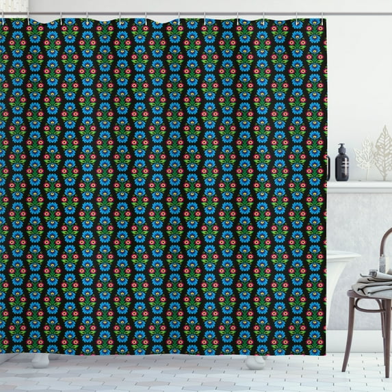 Ambesonne Folk Art Shower Curtain, Traditional Polish Flower, 69"Wx70"L, Multicolor