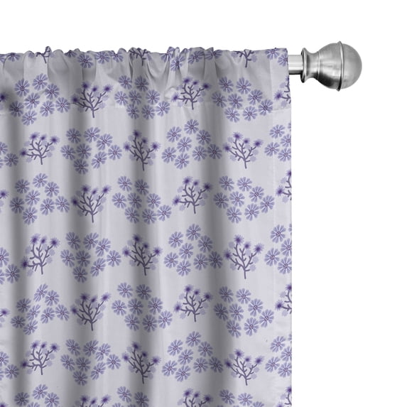 Ambesonne Folk Blooms Window Curtains, Pastel Cold Tones Flora, Each 28" W x 95" L, Pale Ceil Blue Indigo