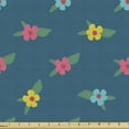 thumbnail image 1 of Ambesonne Folk Blooms Fabric by the Yard Upholstery, Ethnic Colorful Petals, 5 Yards, Petrol Blue and Multicolor, 1 of 5