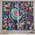 thumbnail image 1 of Ambesonne Folk Blooms Kitchen Curtains, Bird Floral Ornaments, 55"x24", Multicolor, 1 of 3