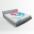 thumbnail image 1 of Ambesonne Folk Fitted Sheet, Mermaid with Pink Hair, Queen Size, Turquoise Fuchsia White, 1 of 2