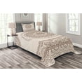 thumbnail image 1 of Ambesonne Folk Quilted Bedspread Set 2 Pcs, Civilization Tattoo Art, Twin Size, Brown Cream, 1 of 3