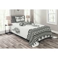 thumbnail image 1 of Ambesonne Folk Quilted Bedspread Set 2 Pcs, Floral Pattern Doodle Ornate, Twin Size, White and Black, 1 of 3
