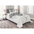 thumbnail image 1 of Ambesonne Folk Quilted Bedspread Set 2 Pcs, Lotus Flower Culture, Twin Size, White Black, 1 of 3