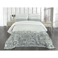 thumbnail image 1 of Ambesonne Folk Quilted Bedspread Set 3 Pcs, Outline Wildflowers and Leaves, King Size, White Green, 1 of 5