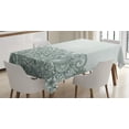 thumbnail image 1 of Ambesonne Folk Tablecloth Rectangular Table Cover, Outline Wildflowers and Leaves, 60"x90", White Green, 1 of 4