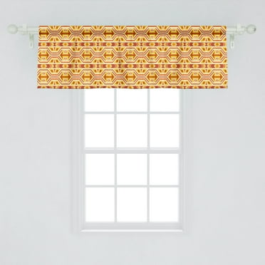Ambesonne Folk Window Valance, Ikat Style Folkloric Pattern with Shapes and Arrows, Curtain Valance for Kitchen Bedroom Decor with Rod Pocket, 54" X 18", Earth Yellow Paprika