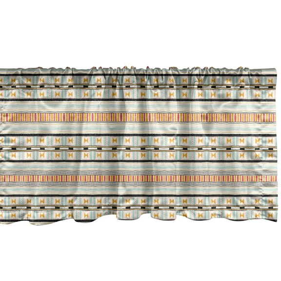Ambesonne Folk Window Valance, Themed Colorful Pattern with Horizontal Stripes Kente Style Motif, Curtain Valance for Kitchen Bedroom Decor with Rod Pocket, 54" X 18", Multicolor