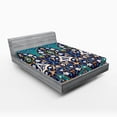 thumbnail image 1 of Ambesonne Folkloric Fitted Sheet, Abstract Navy Design, Full Size, Navy Blue, 1 of 2