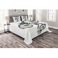 thumbnail image 1 of Ambesonne Folkloric Quilted Bedspread Set 3 Pcs, Body Art Doodle, King Size, White Black, 1 of 3