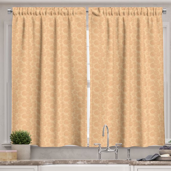 Ambesonne Food Art Kitchen Curtains, Pastel Tone Cinnamon Rolls, 55"x36", Pastel Brown and Peach