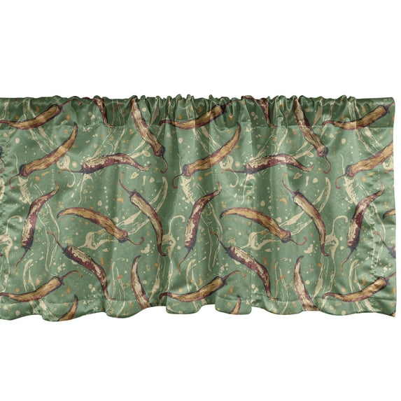 Ambesonne Food Art Window Valance, Chili Peppers Splash Paint, 54" X 18", Peacock Green Multicolor