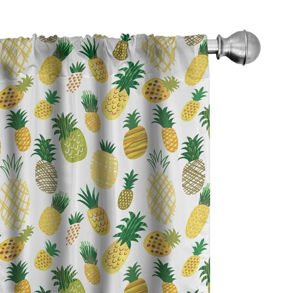 Ambesonne Food Curtains, Cartoon Fruits Pineapples, Pair of 28"x63", Multicolor