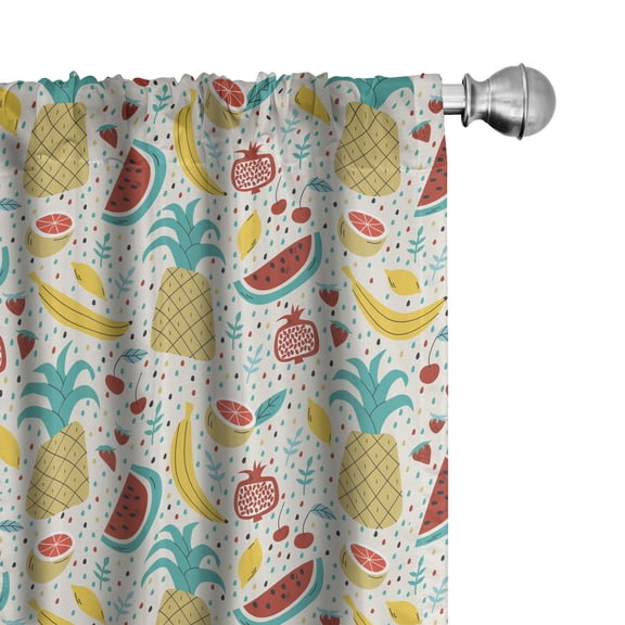 Ambesonne Food Curtains, Fruits Abstract Kitchen, Pair of 28"x63", Multicolor