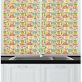thumbnail image 1 of Ambesonne Food Kitchen Curtains, Flowers Fruits Sun Owl Heart, 55"x45", Eggshell Multicolor, 1 of 1