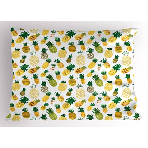 Ambesonne Food Pillow Sham, Cartoon Fruits Pineapples, 26" X 20", Multicolor
