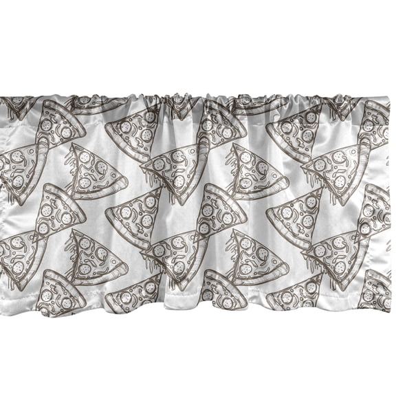 Ambesonne Food Valance Pack of 2, Simplistic Drawn Pizza Slices, 54"X12", Umber and White