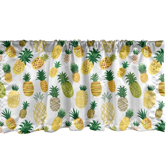 Ambesonne Food Window Valance, Cartoon Fruits Pineapples, 54" X 18", Multicolor