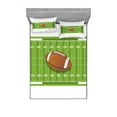 thumbnail image 1 of Ambesonne Football Fitted Sheet & Pillow Sham Set, Sports Themed Ball Quanc, Queen, Pale Caramel Lime Green, 1 of 2