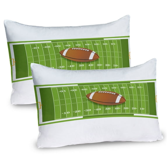 Ambesonne Football Pillow Sham 2 Pack, Sports Themed Ball Quanc, 26"x20", Pale Caramel Lime Green