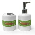 thumbnail image 1 of Ambesonne Football Soap Dispenser & Toothbrush Holder Set, Sports Themed Ball Quanc, 2 Pcs, Pale Caramel Lime Green, 1 of 5