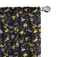 thumbnail image 1 of Ambesonne Forest Window Curtains, Butterflies Meadow Botany, Each 28" W x 63" L, Charcoal Grey Pink and Yellow, 1 of 4