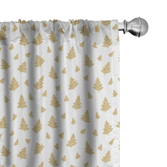 Ambesonne Forest Window Curtains, Woodland Pine Tree Christmas, Each 28" W x 63" L, Pale Brown and White