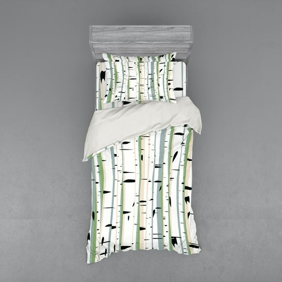 Ambesonne Forest Bedding Set 3 Pcs, Dense Tree Formation, Twin, Multicolor