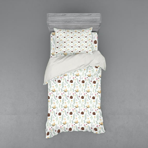 Ambesonne Forest Bedding Set 3 Pcs, Rural Wildlife Composition, Twin, Multicolor