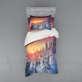 thumbnail image 1 of Ambesonne Forest Bedding Set 3 Pcs, Sunrise at Wintertime, Twin XL, White Red, 1 of 2