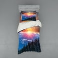 thumbnail image 1 of Ambesonne Forest Bedding Set 3 Pcs, Sunset in Mountains, Twin XL, Orange Blue, 1 of 2