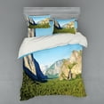 thumbnail image 1 of Ambesonne Forest Bedding Set 4 Pcs, El Captain Scenery USA, Queen, Green Blue, 1 of 2