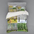 thumbnail image 1 of Ambesonne Forest Bedding Set 4 Pcs, Fall Winter Birch Tree, Queen, Green White, 1 of 3