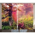 thumbnail image 1 of Ambesonne Forest Curtains 2 Panel Set, Majestic Autumn Trees, 108" x 84", Red Green Brown, 1 of 3