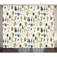thumbnail image 1 of Ambesonne Forest Curtains 2 Panel Set, Woodland Trees Animals, 108" x 84", Multicolor, 1 of 3