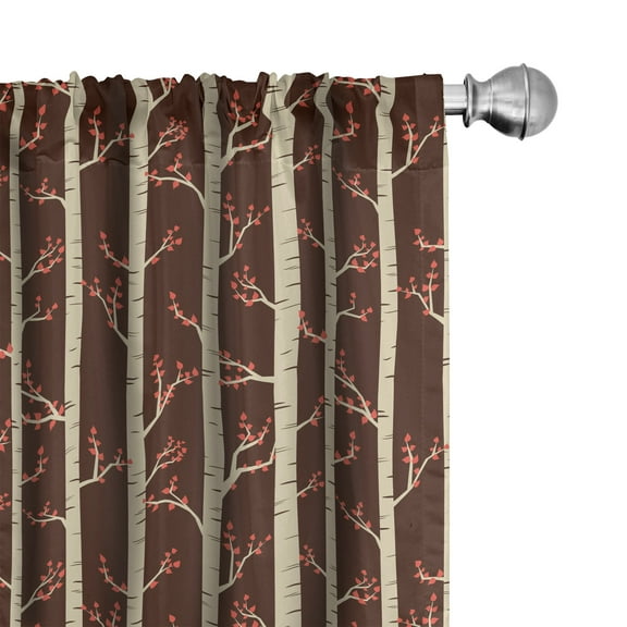 Ambesonne Forest Curtains, Birch Trees in Autumn, Pair of 28"x84", Brown Beige Vermilion