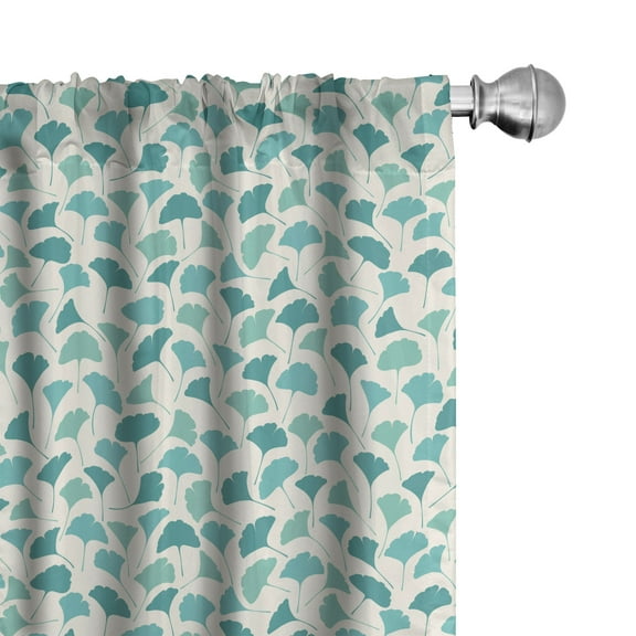 Ambesonne Forest Curtains, Pastel Ginkgo Leaves, Pair of 28"x95", Teal Turquoise and Cream