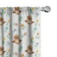 thumbnail image 1 of Ambesonne Forest Curtains, Vintage Cartoon Owl Flora, Pair of 28"x84", Pale Cinnamon White, 1 of 4