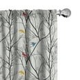 thumbnail image 1 of Ambesonne Forest Curtains, Woodland Nature Birds Trees, Pair of 28"x63", Coconut and Multicolor, 1 of 5