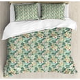 thumbnail image 1 of Ambesonne Forest Duvet Cover Set, Hand Drawn Trees and Birds, 2-Calking, Grey Yellow Seafoam, 1 of 7