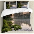 thumbnail image 1 of Ambesonne Forest Duvet Cover Set, Lake Natura Netherlands, Queen, Green Purplegrey, 1 of 3