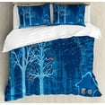 thumbnail image 1 of Ambesonne Forest Duvet Cover Sets, Winter Scenery with Show, 2-Queen, Orange Violet Blue, 1 of 7